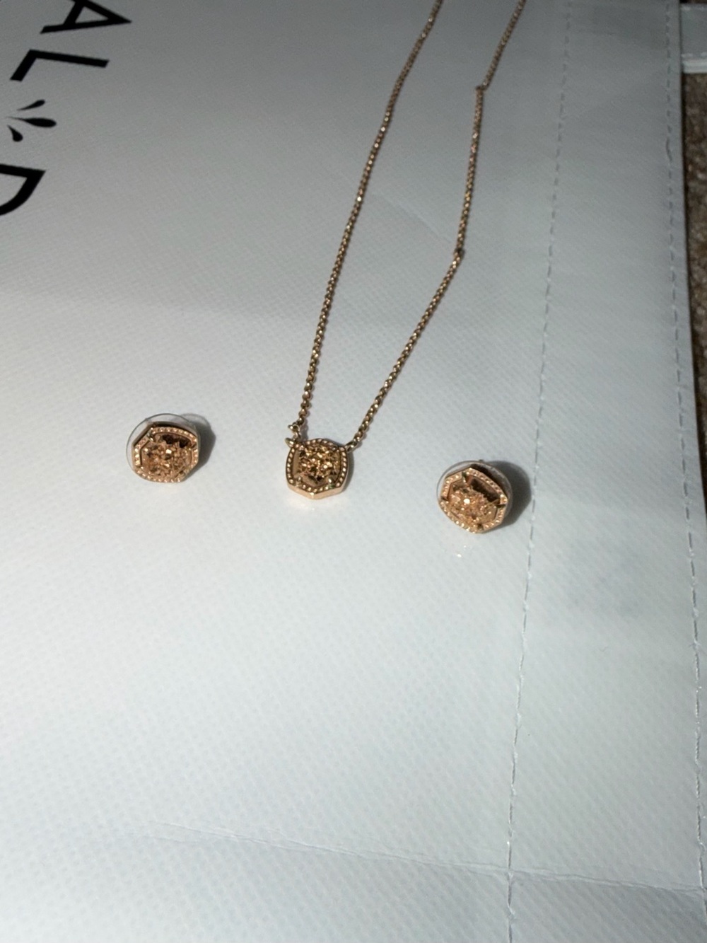 Kendra Scott Gold-Tone Pendant Necklace & Stud Earrings Set - Women Jewelry